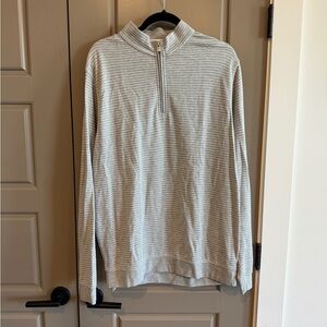 Men's Peter Millar Gray Striped Quarter Zip